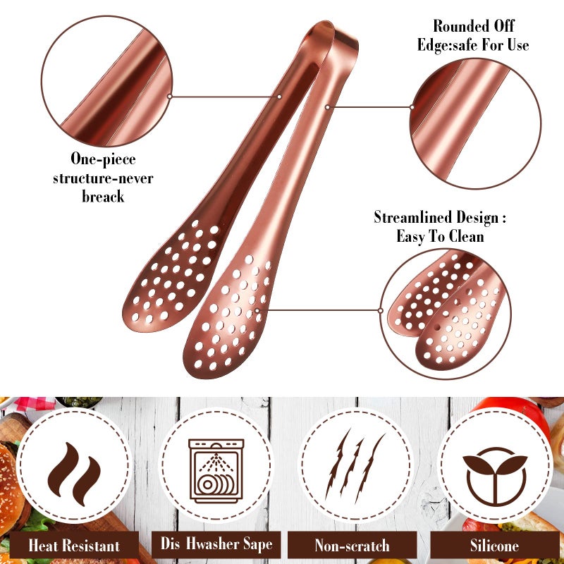 Vesici 12 Pieces Mini Serving Tongs Small Tongs Serving Utensils  Ice Tongs Mini Sugar Tongs  Small Tongs for Appetizers  5 Inch and 4 Inch(Rose Gold) - Image 3